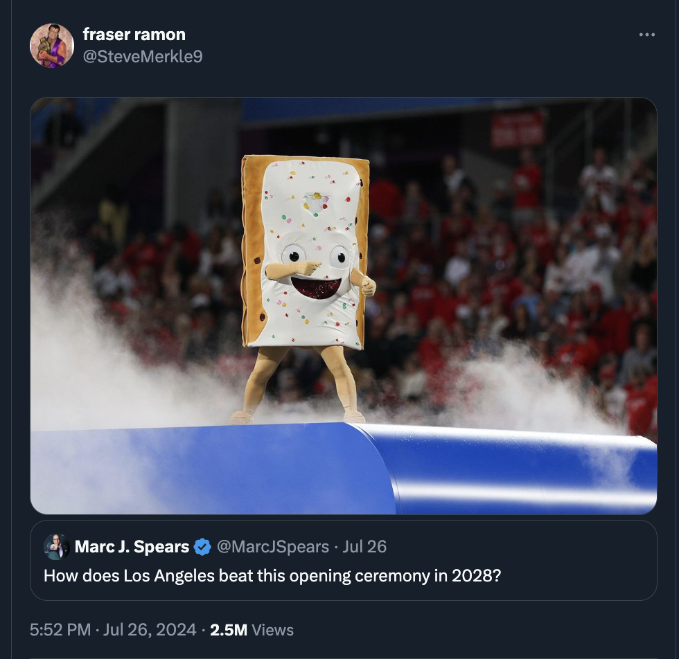 pop tart bowl game - fraser ramon Marc J. Spears Jul 26 How does Los Angeles beat this opening ceremony in 2028? 2.5M Views